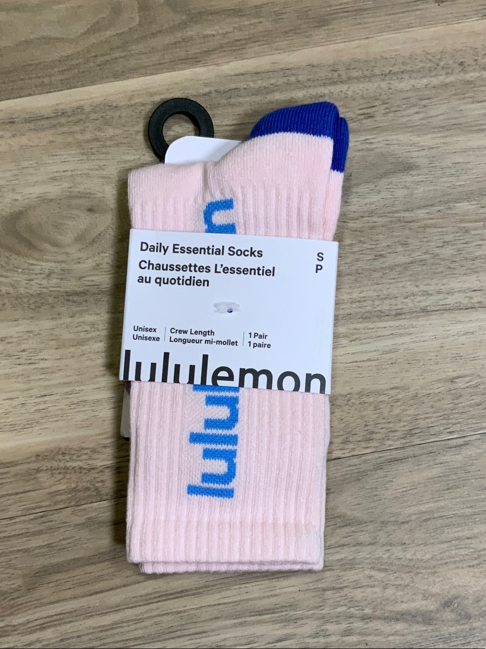 lululemon athletica Pink Crew Socks with Blue Logo and Cuff